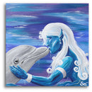Sonja Ariel von Staden Kunstdruck Poster / 50x50 cm Delfinbild: Kuss der Meerjungfrau - Kunstdruck