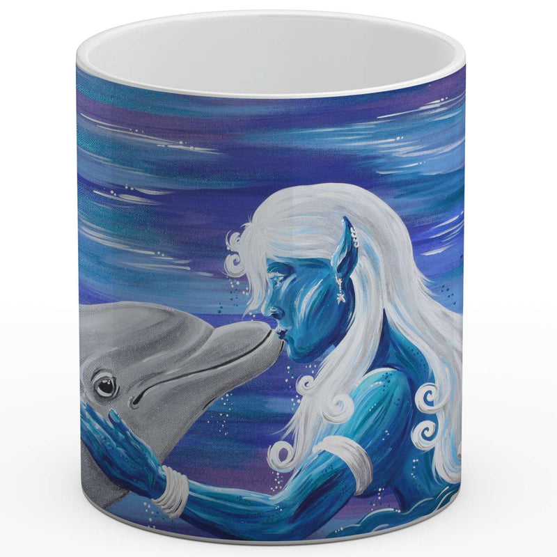 Sonja Ariel von Staden Kunstdruck Tasse / 325 ml Delfinbild: Kuss der Meerjungfrau - Kunstdruck