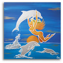 Sonja Ariel von Staden Kunstdruck Poster / 50x50 cm Delfinbild: Spielerei - Kunstdruck