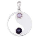 aqasha® Anhänger Diopsid & Mondstein - Halskette - Yin & Yang (3x3 cm)