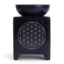 aqasha® Raumduft Duftlampe aus Speckstein mit Blume des Lebens Motiv