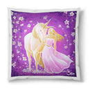 Sonja Ariel von Staden Kunstdruck Kissen / 40x40 cm Einhornbild: Einhorn-Frühlingspaziergang - Kunstdruck