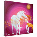 Sonja Ariel von Staden Kunstdruck Leinwand / 20x20 cm Einhornbild: Magische Einhorn-Freundschaft - Kunstdruck