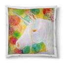 Sonja Ariel von Staden Kunstdruck Kissen / 40x40 cm Einhornbild: Regenbogen-Einhorn - Kunstdruck