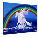 Sonja Ariel von Staden Kunstdruck Leinwand / 40x30 cm Einhornbild: Regenbogen-Galopp - Kunstdruck