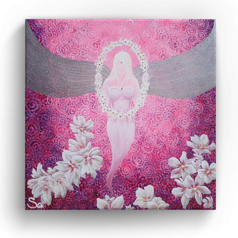 Sonja Ariel von Staden Kunstdruck Leinwand / 20x20 cm Engelbild: Engel der Mandelblüte - Kunstdruck