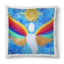 Sonja Ariel von Staden Kunstdruck Kissen / 40x40 cm Engelbild: Engel der Regenbogen-Dimension - Kunstdruck
