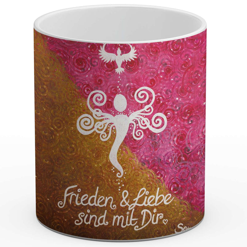 Sonja Ariel von Staden Kunstdruck Tasse / 325 ml (Variation 1) Engelbild: Frieden und Liebe - Kunstdruck