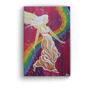 Sonja Ariel von Staden Kunstdruck Leinwand / 40x30 cm Engelbild: Glücklicher Regenbogen-Engel - Kunstdruck