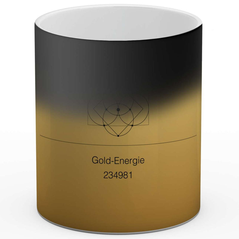 Malkiel Dietrich Kunstdruck Tasse / 325 ml (Thermoeffekt) Gold Energie - Zahlencode Projektion