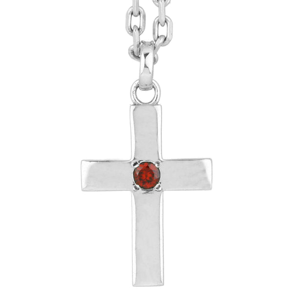 aqasha® Anhänger Granat, Sterlingsilber 925 - Halskette - Kreuz (4x2,1 cm)
