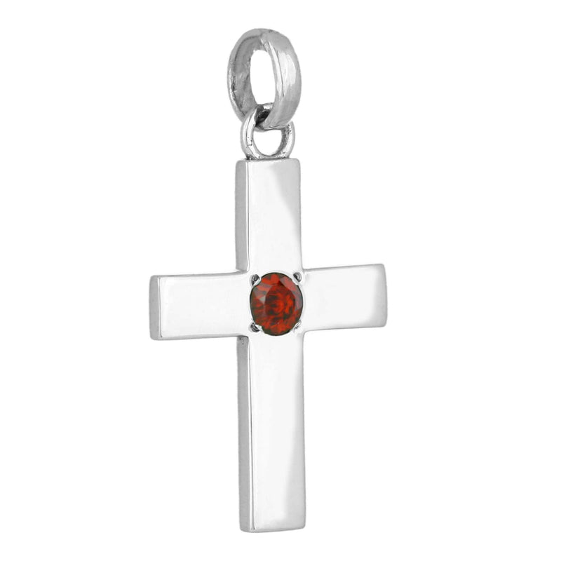 aqasha® Anhänger Granat, Sterlingsilber 925 - Halskette - Kreuz (4x2,1 cm)