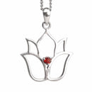aqasha® Anhänger Granat, Sterlingsilber 925 - Halskette - Lotus (3,5x3 cm)