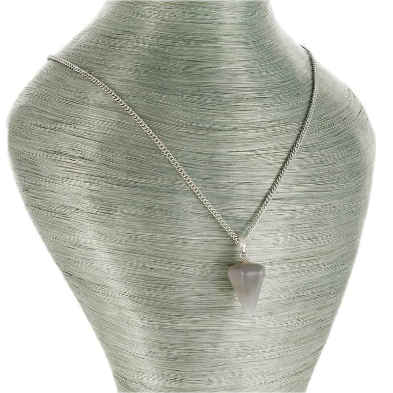 aqasha® Halskette Halskette mit Anhänger - Achat - Kegel - Braun (2,6x1,4 cm)
