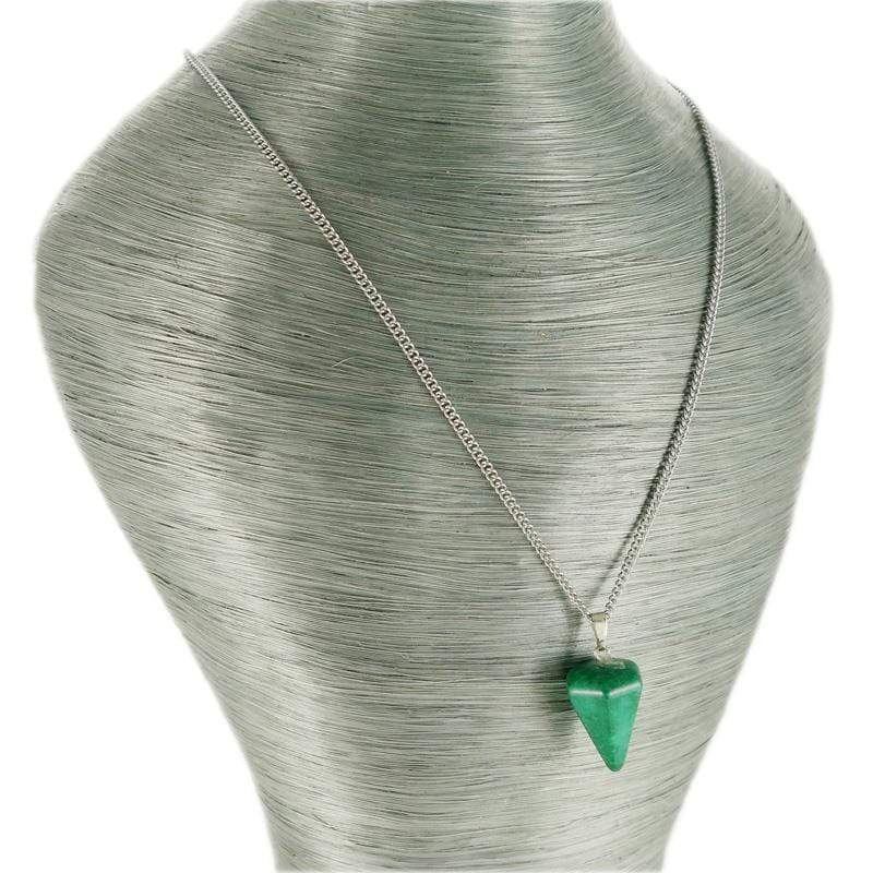 aqasha® Halskette Halskette mit Anhänger - Achat - Kegel - Grün (2,6x1,4 cm)
