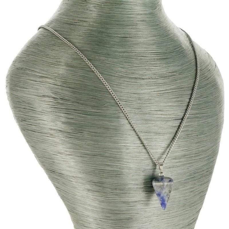 aqasha® Halskette Halskette mit Anhänger - Aventurin - Kegel - Blau (2,6x1,4 cm)