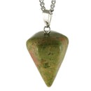 aqasha® Halskette Halskette mit Anhänger - Granit - Kegel - Grün, Braun (2,6x1,4 cm)