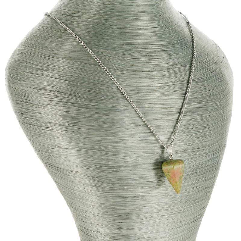 aqasha® Halskette Halskette mit Anhänger - Granit - Kegel - Grün, Braun (2,6x1,4 cm)