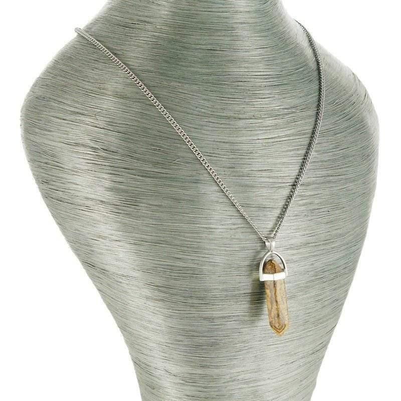 aqasha® Halskette Halskette mit Anhänger - Jaspis - Prisma - Braun (3,8x1,4cm)