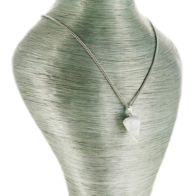 aqasha® Anhänger Halskette mit Anhänger - Magnesit - Kegel - Weiß, Grau (2,6x1,4 cm)