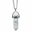 aqasha® Anhänger Halskette mit Anhänger - Magnesit - Prisma - Weiß, Grau (3,8x1,4cm)