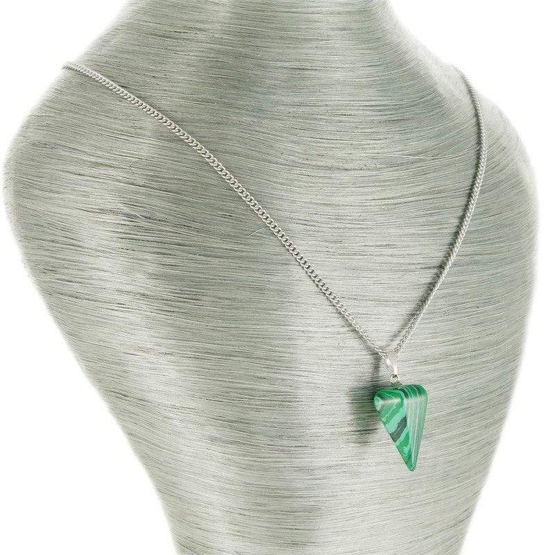 aqasha® Halskette Halskette mit Anhänger - Malachit (synth.) - Kegel - Grün (2,6x1,4 cm)