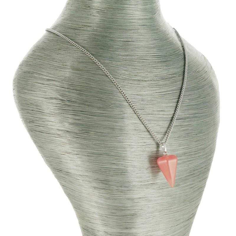 aqasha® Halskette Halskette mit Anhänger - Quarz - Kegel - Rot (2,6x1,4 cm)