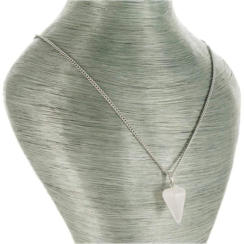 aqasha® Halskette Halskette mit Anhänger - Rosa Quarz - Kegel (2,6x1,4 cm)
