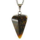 aqasha® Halskette Halskette mit Anhänger - Tigerauge - Kegel - Braun (2,6x1,4 cm)