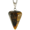 aqasha® Halskette Halskette mit Anhänger - Tigerauge - Kegel - Braun (2,6x1,4 cm)