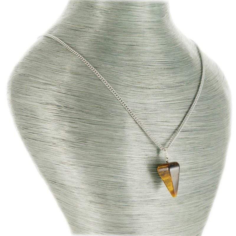 aqasha® Halskette Halskette mit Anhänger - Tigerauge - Kegel - Braun (2,6x1,4 cm)
