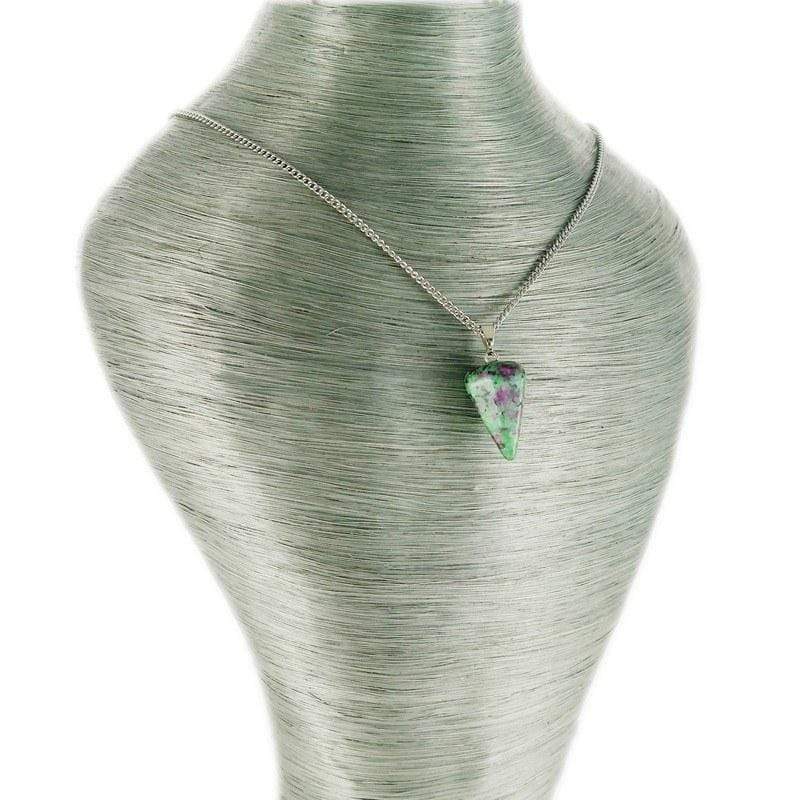 aqasha® Anhänger Halskette mit Anhänger - Unakit - Kegel - Grün, Violett (2,6x1,4 cm)