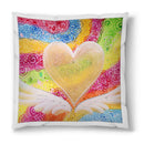 Sonja Ariel von Staden Kunstdruck Kissen / 40x40 cm Herzbild: Geflügeltes Regenbogen Herz - Kunstdruck