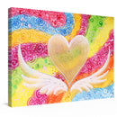 Sonja Ariel von Staden Kunstdruck Leinwand / 40x30 cm Herzbild: Geflügeltes Regenbogen Herz - Kunstdruck