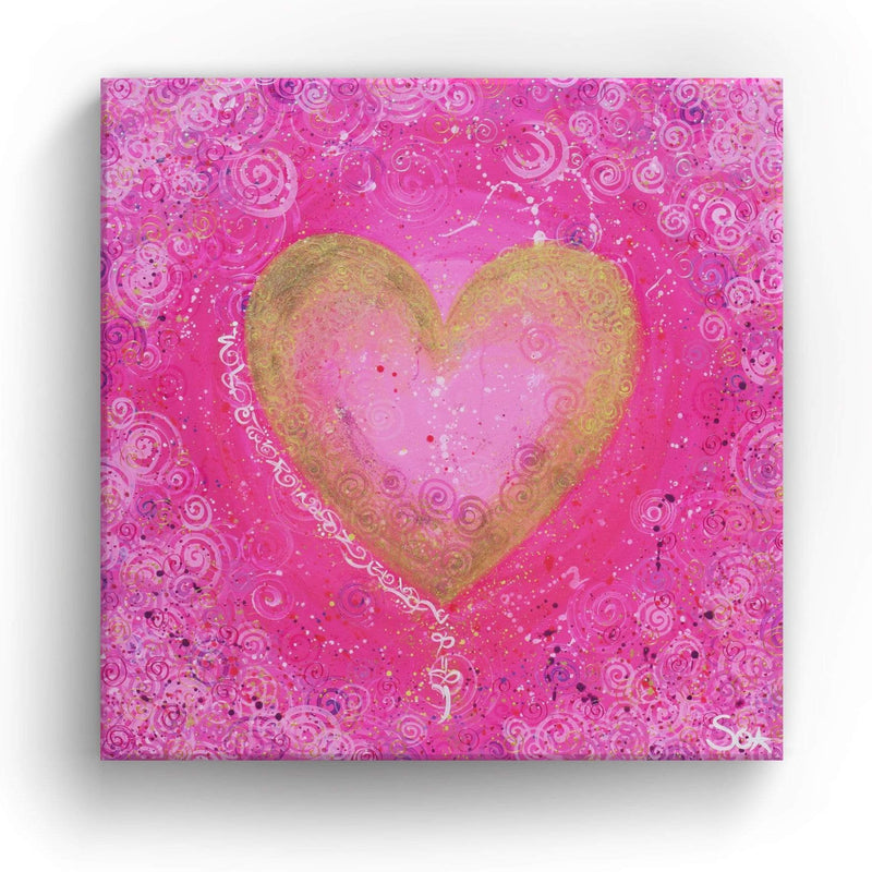 Sonja Ariel von Staden Kunstdruck Leinwand / 20x20 cm Herzbild: Liebe ist alles rosa - Kunstdruck