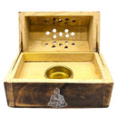 Räucherkegelhalter Holzkiste mit Buddha Motiv