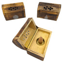 Räucherkegelhalter Holzkiste mit Buddha Motiv