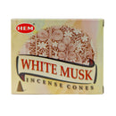 HEM White Musk, Weißer Moschus Räucherkegel, 10 Kegel, 3cm, Brenndauer 20min