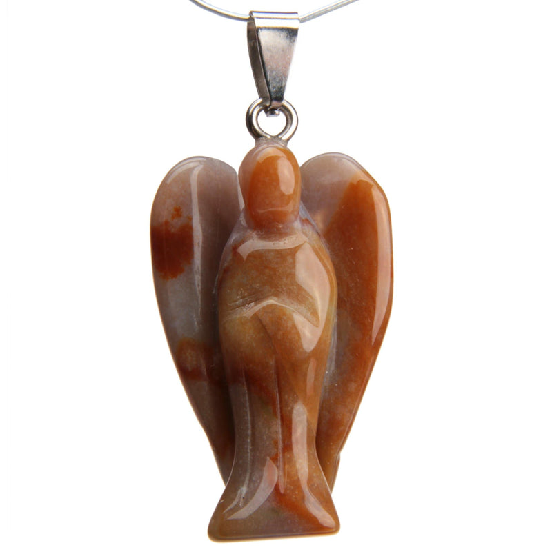 aqasha® Indischer Achat - Halskette - Engel (3,6x2,2 cm)