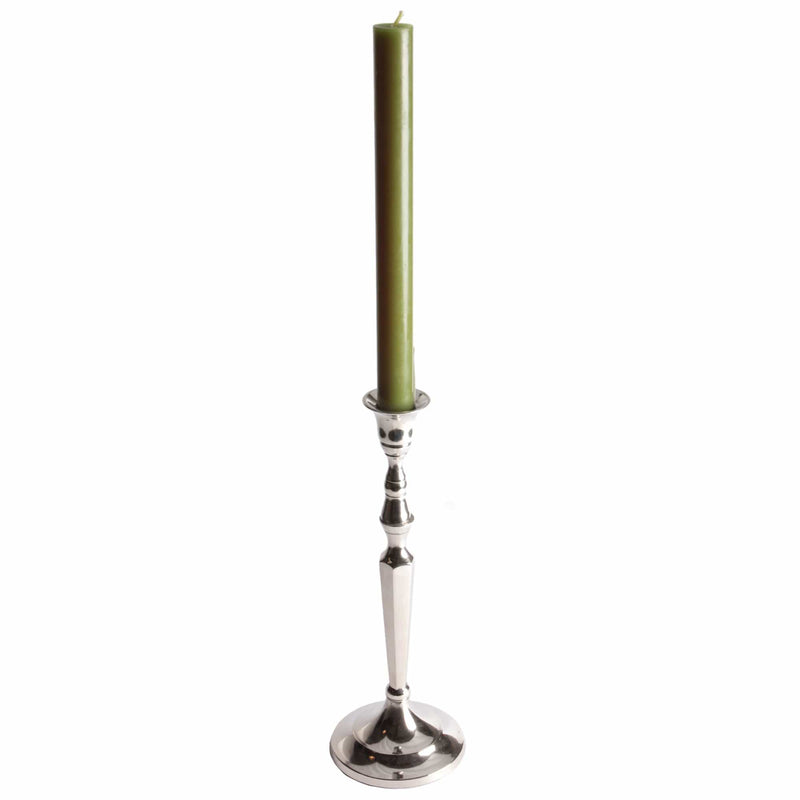 Kerzenhalter aus Metall für eine Kerze, Silber 26 cm