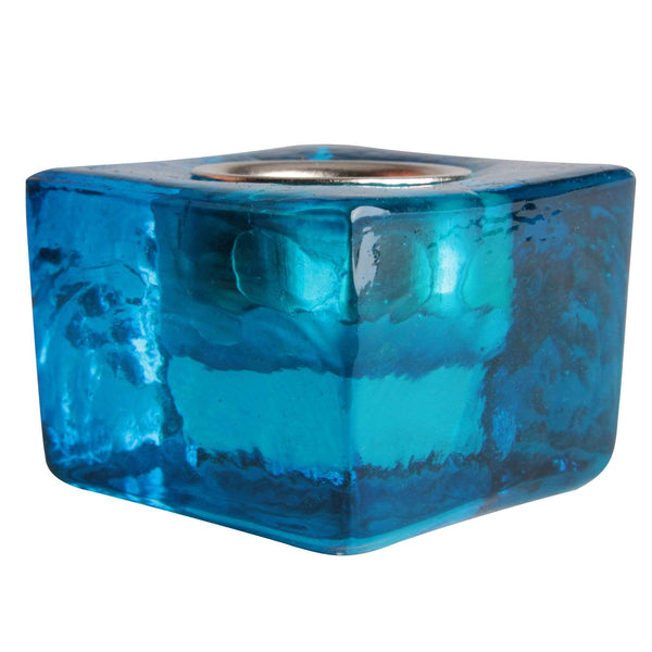 aqasha® Kerzenhalter - Glas - Halschakra - hellblau (4,5x3,5 cm, Öffnung: Ø = 2,2 cm)