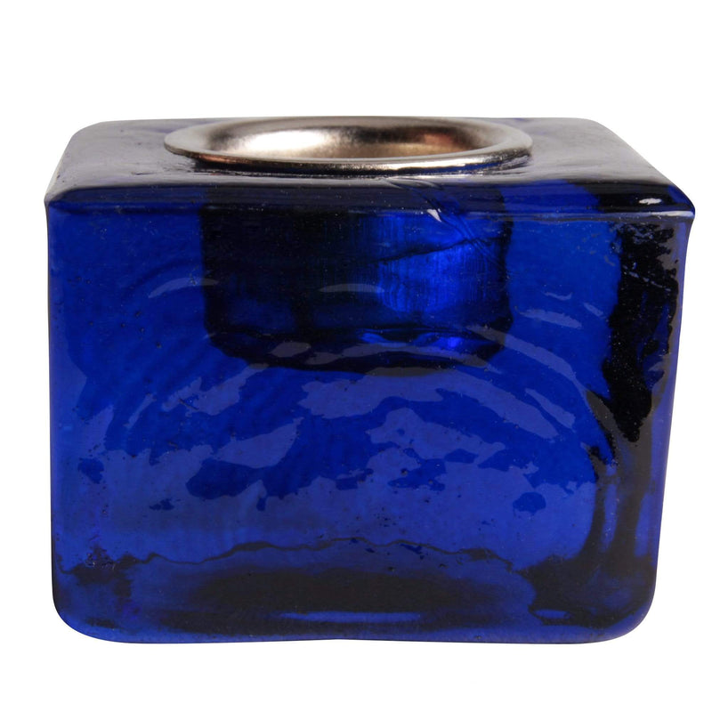 aqasha® Kerzenhalter - Glas - Stirnchakra - dunkelblau (4,5x3,5 cm, Öffnung: Ø = 2,2 cm)