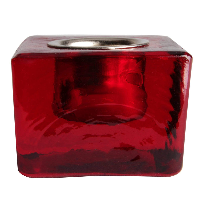 aqasha® Kerzenhalter - Glas - Wurzelchakra - rot (4,5x3,5 cm, Öffnung: Ø = 2,2 cm)