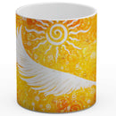 Sonja Ariel von Staden Kunstdruck Tasse / 325 ml (Variation 1) Kraftbild: Engelfeder Sonnenkraft - Kunstdruck