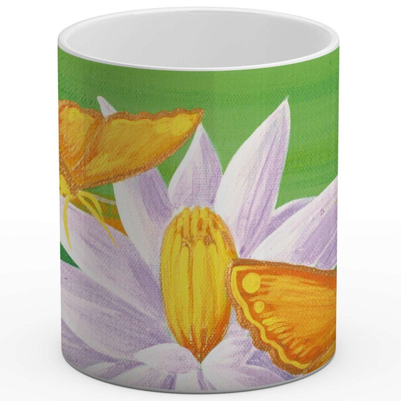 Sonja Ariel von Staden Kunstdruck Tasse / 325 ml Kraftbild: Goldene Lotus Schmetterlinge - Kunstdruck