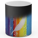 Sonja Ariel von Staden Kunstdruck Tasse / 325 ml (Thermoeffekt) Kraftbild: Kleine Regenbogen-Feder - Kunstdruck