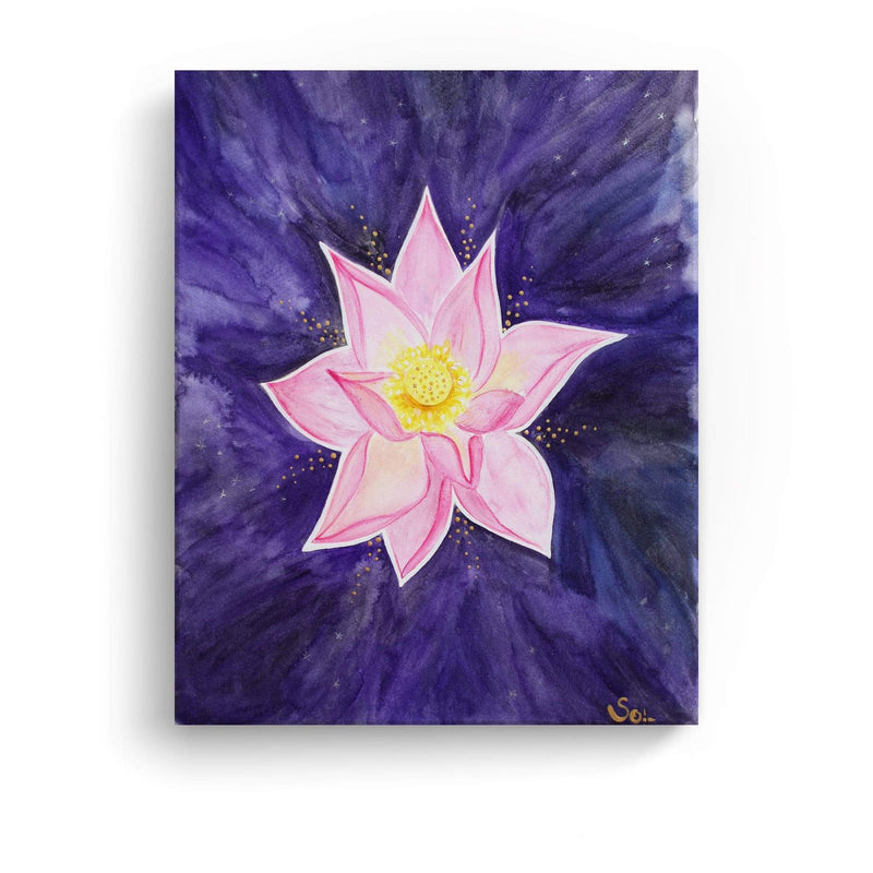 Sonja Ariel von Staden Kunstdruck Leinwand / 40x30 cm Kraftbild: Leuchtender Lotus lila - Kunstdruck