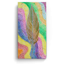 Sonja Ariel von Staden Kunstdruck Leinwand / 60x30 cm Kraftbild: Magische Regenbogen-Feder - Kunstdruck