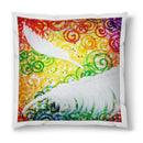 Sonja Ariel von Staden Kunstdruck Kissen / 40x40 cm Kraftbild: Regenbogen-Engelfeder - Kunstdruck