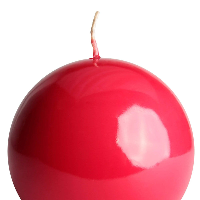 aqasha® Kugelkerze - Paraffin - gelackt - rot (Ø = 8cm)